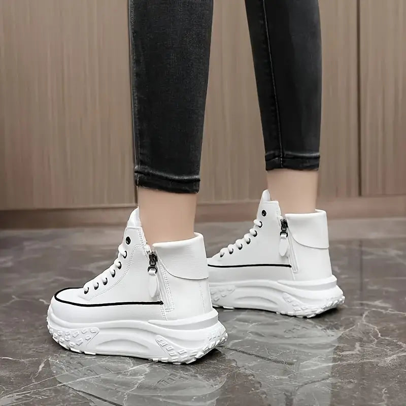 Platform ankle boots with plush lining