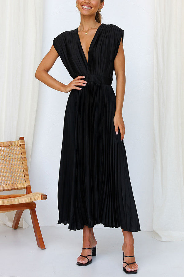 GR | Hallo Schöne Satin Plissee Midi Kleid
