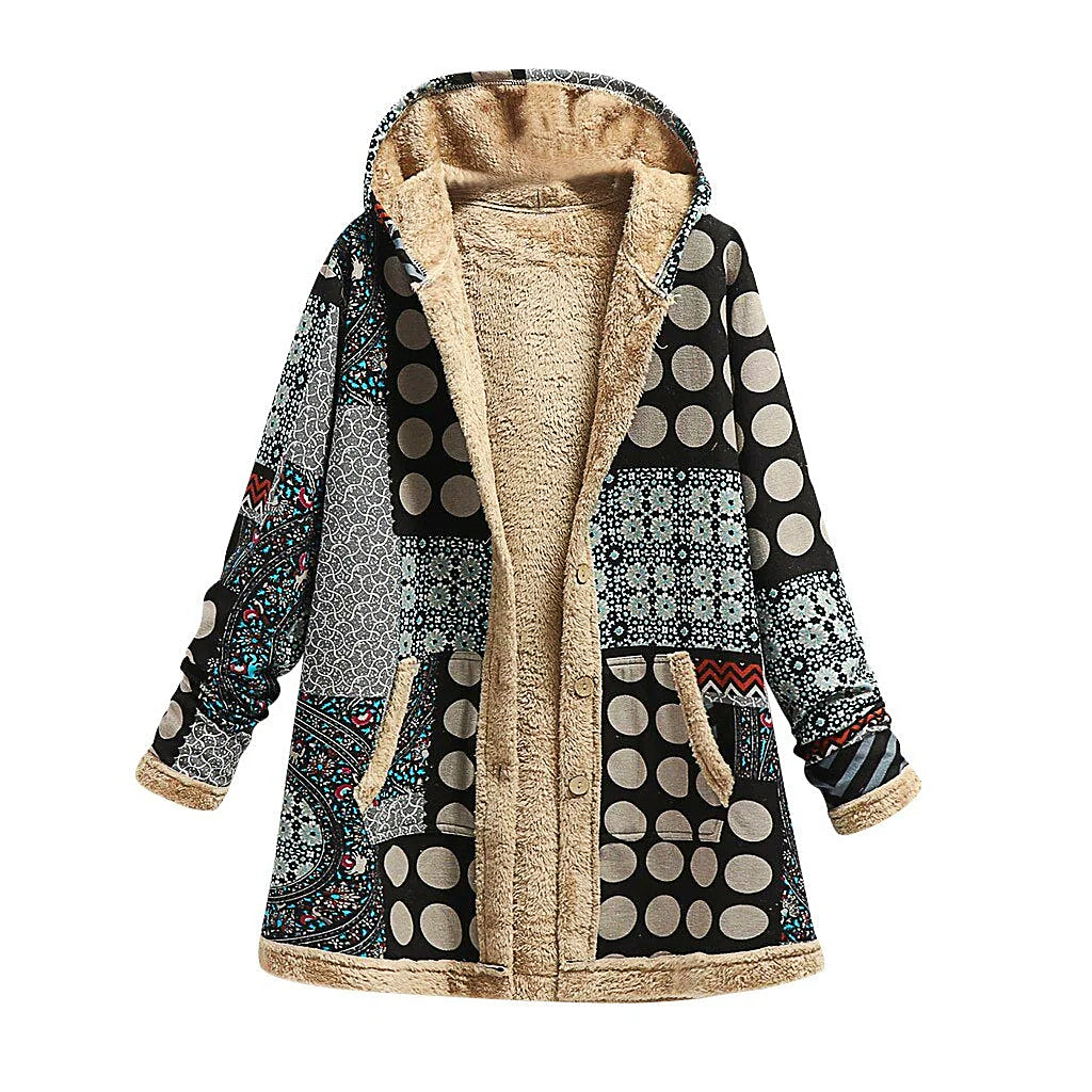 GR | Thick fleece jacket for women with print