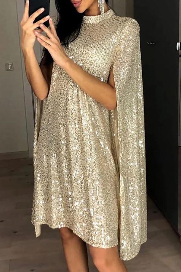 GR | Wine Me And Dine Me Sequin Cape Dress