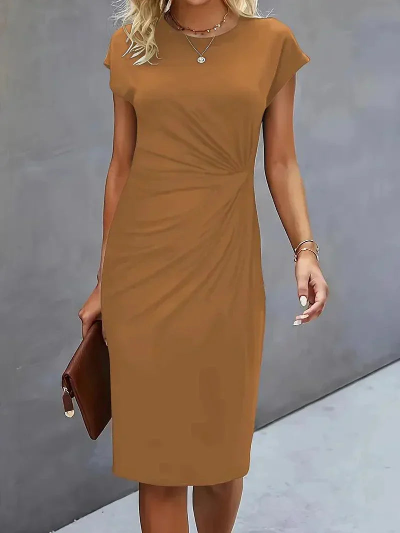 GR | Stilvolles Schmales Kleid Mit Rundhalsausschnitt