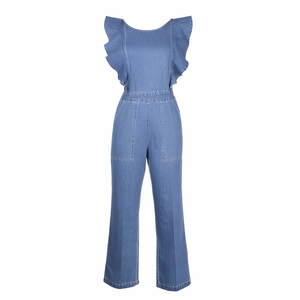 GR | Denim jumpsuit with ruffles
