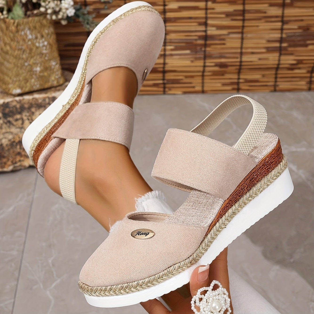 GR | Women's Platform Sandals: Non-slip, Closed Toe, Elastic Strap