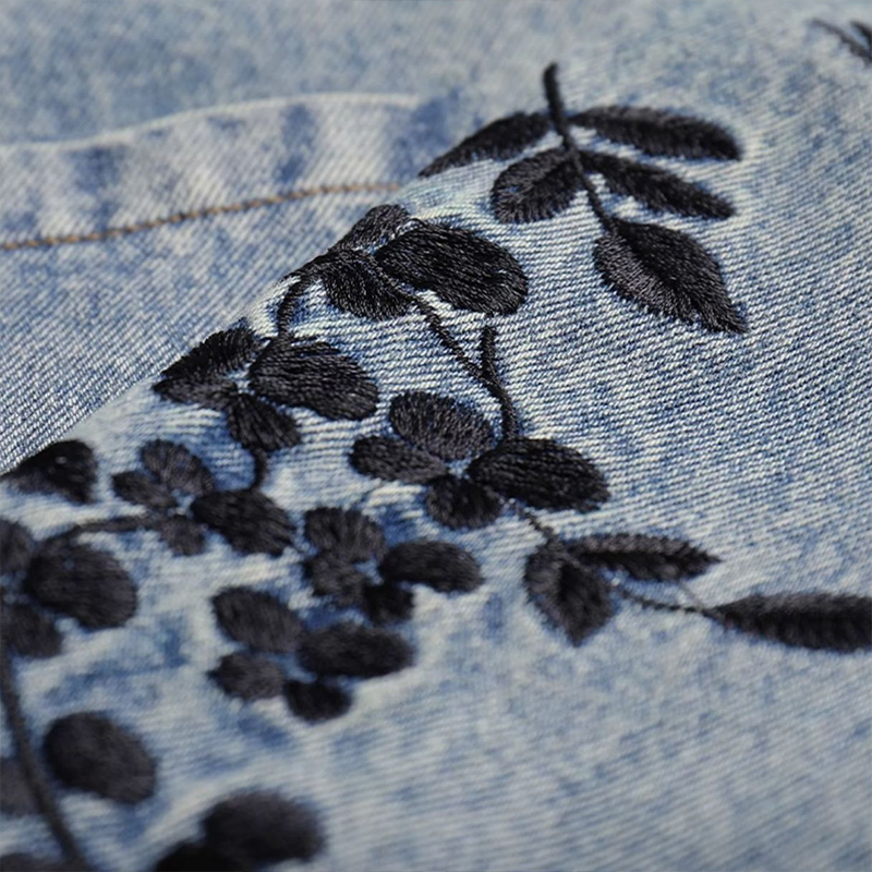 GR | Vintage-Blumen-Jeansjacke