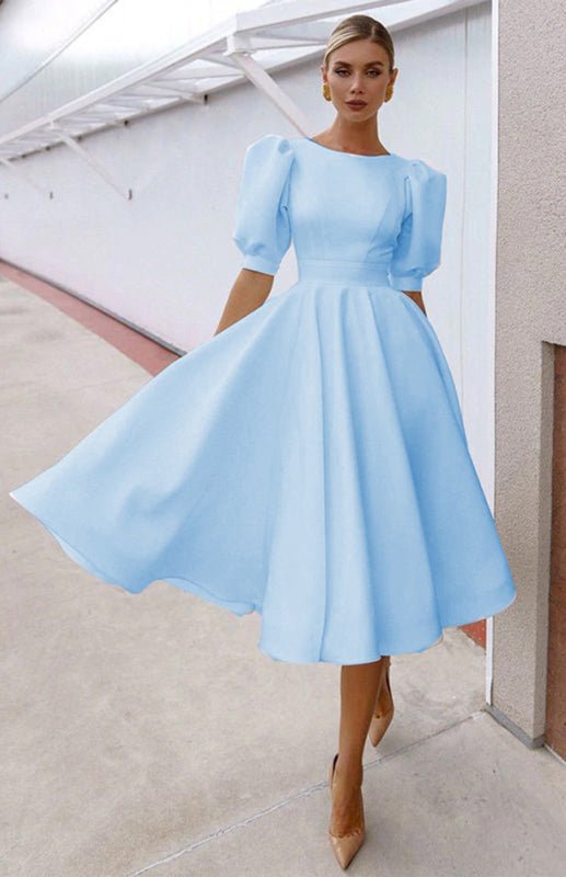 GR | Fashion Solid Color Slim Fit Sexy Big Swing Dress 