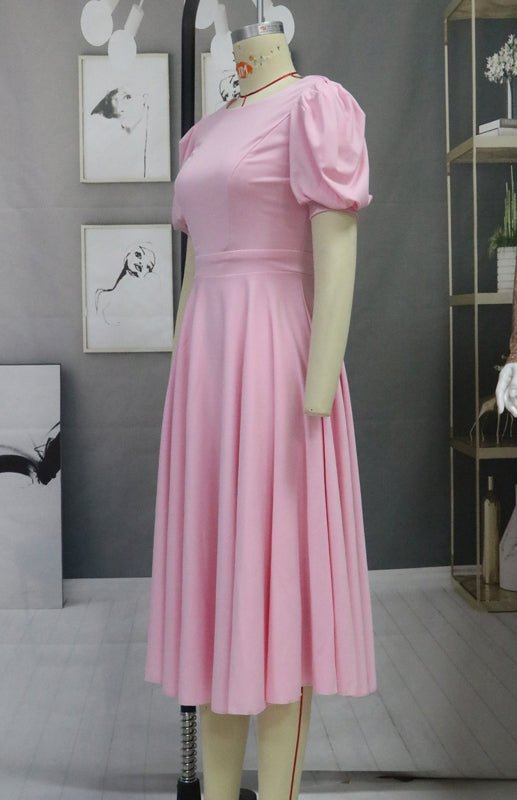 GR | Fashion Solid Color Slim Fit Sexy Big Swing Dress 