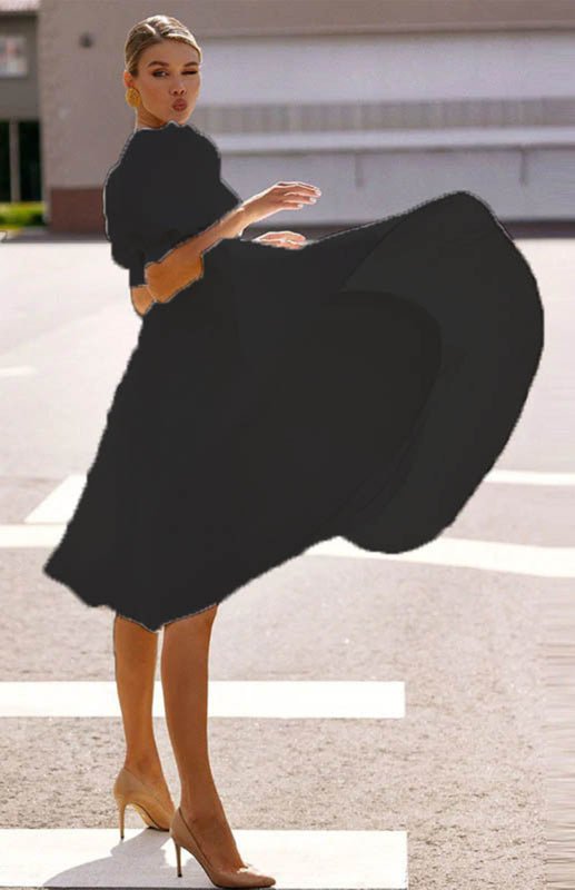 GR | Fashion Solid Color Slim Fit Sexy Big Swing Dress 