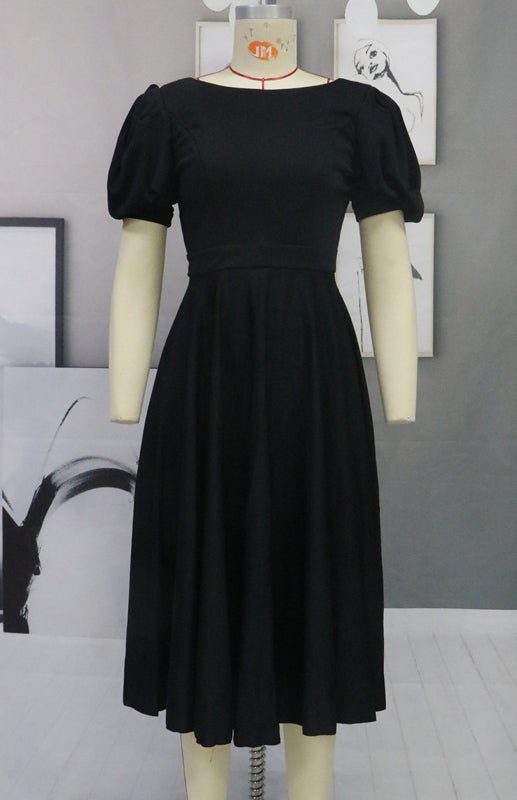 GR | Fashion Solid Color Slim Fit Sexy Big Swing Dress 