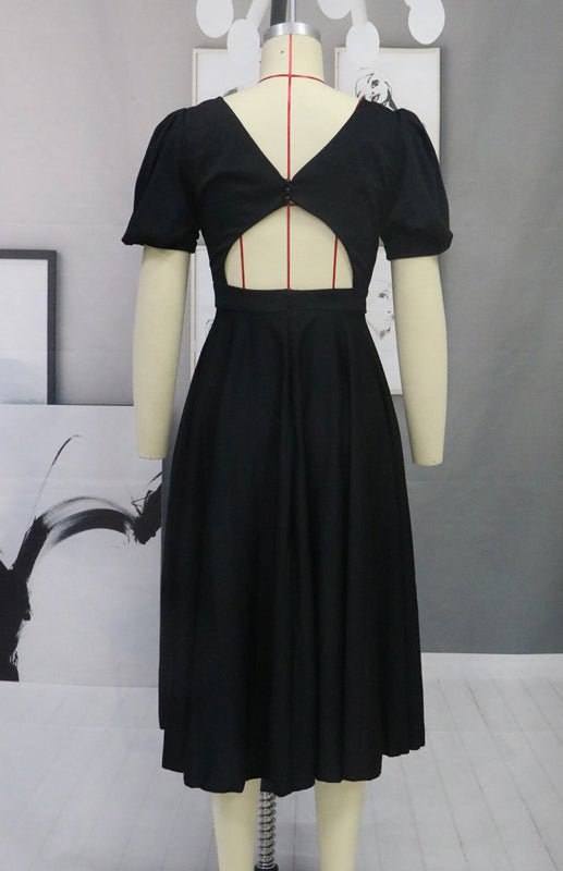 GR | Fashion Solid Color Slim Fit Sexy Big Swing Dress 