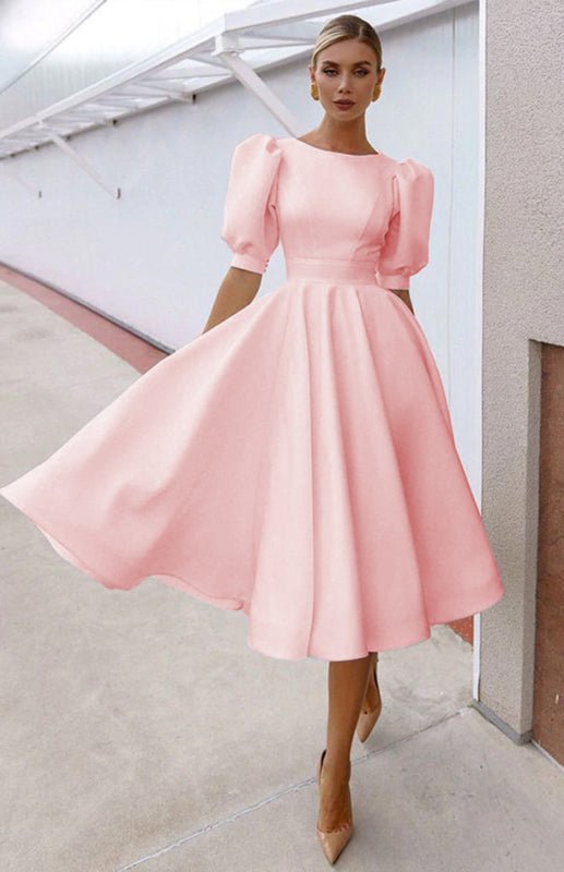 GR | Fashion Solid Color Slim Fit Sexy Big Swing Dress 