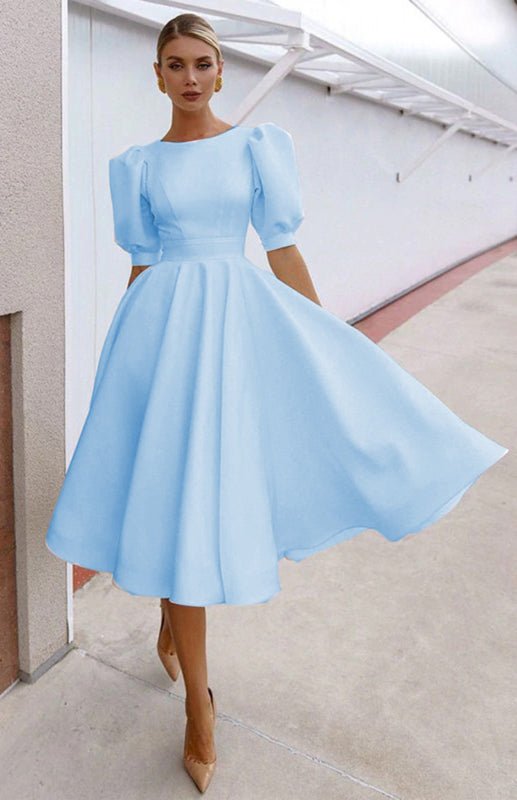 GR | Fashion Solid Color Slim Fit Sexy Big Swing Dress 