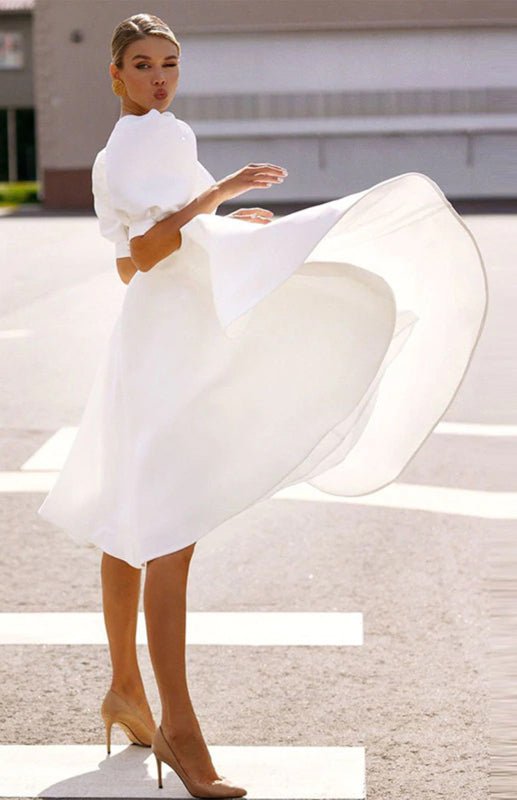 GR | Fashion Solid Color Slim Fit Sexy Big Swing Dress 