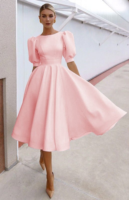 GR | Fashion Solid Color Slim Fit Sexy Big Swing Dress 