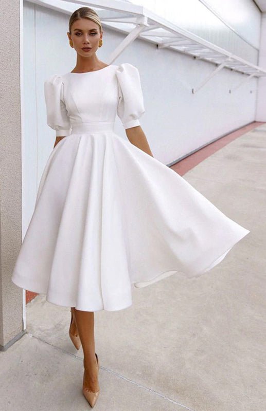 GR | Fashion Solid Color Slim Fit Sexy Big Swing Dress 