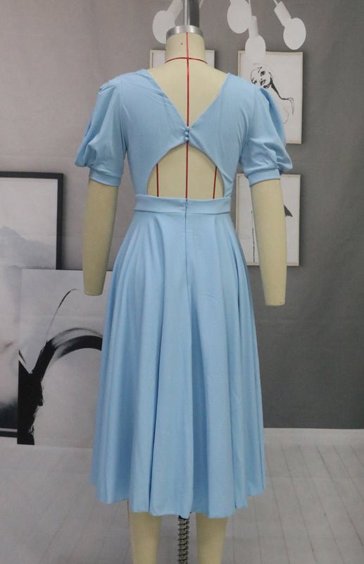 GR | Fashion Solid Color Slim Fit Sexy Big Swing Dress 
