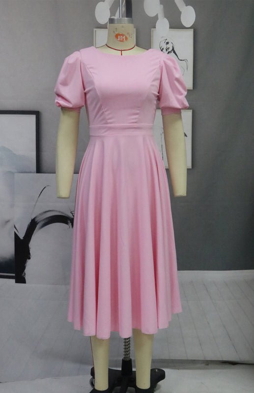 GR | Fashion Solid Color Slim Fit Sexy Big Swing Dress 