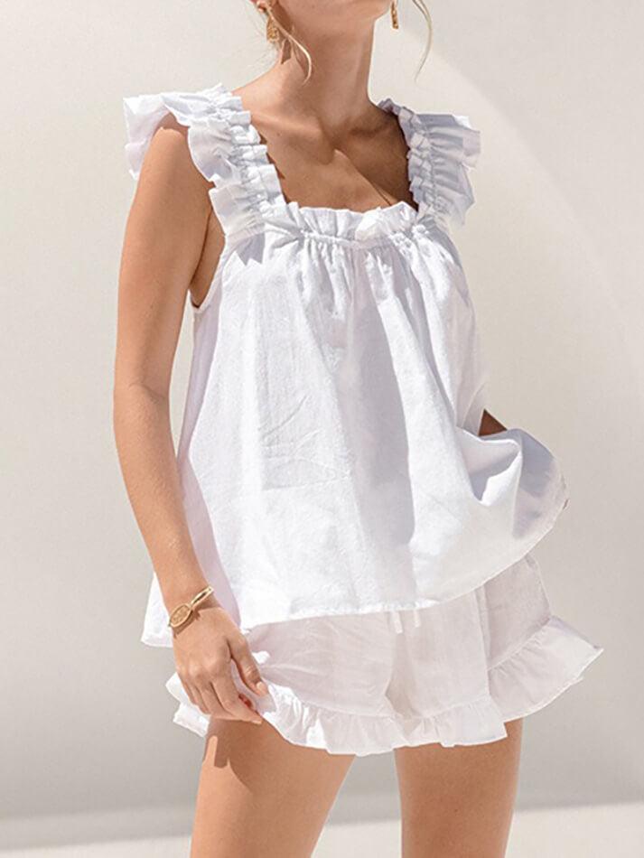 GR | Cotton Ruffle Cami Shorts Set