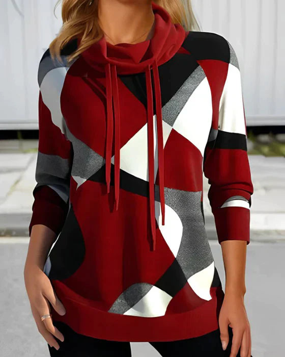 GR - Hooded top with high collar and contrast