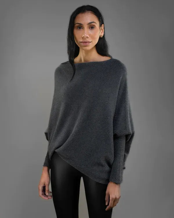 GR | Asymmetrischer Damenpullover mit eleganter Drapierung