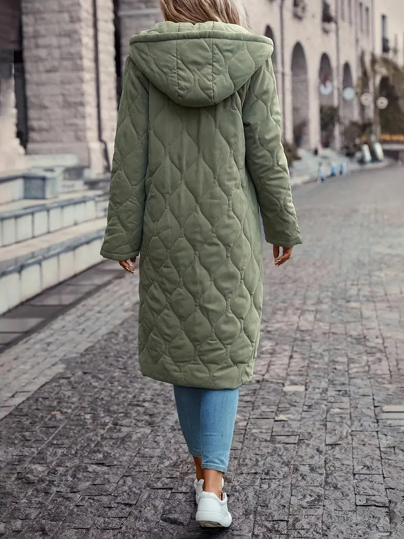 Cotton quilted coat with hood and long sleeves