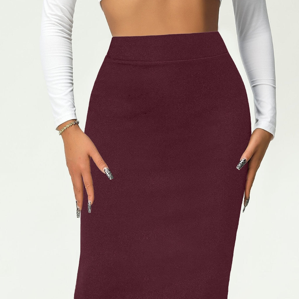 GR | Solid Color High Waist Pencil Skirt