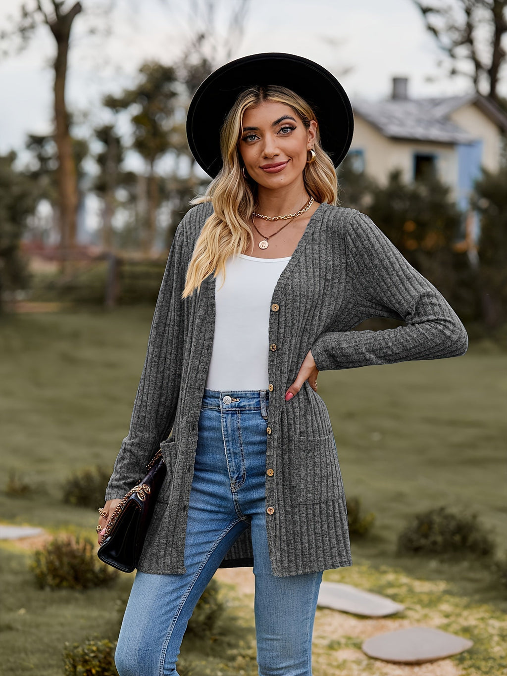 GR Warmer Gerippter Baumwolle Strickcardigan Für Damen | Perfekt Für Lässige Tage