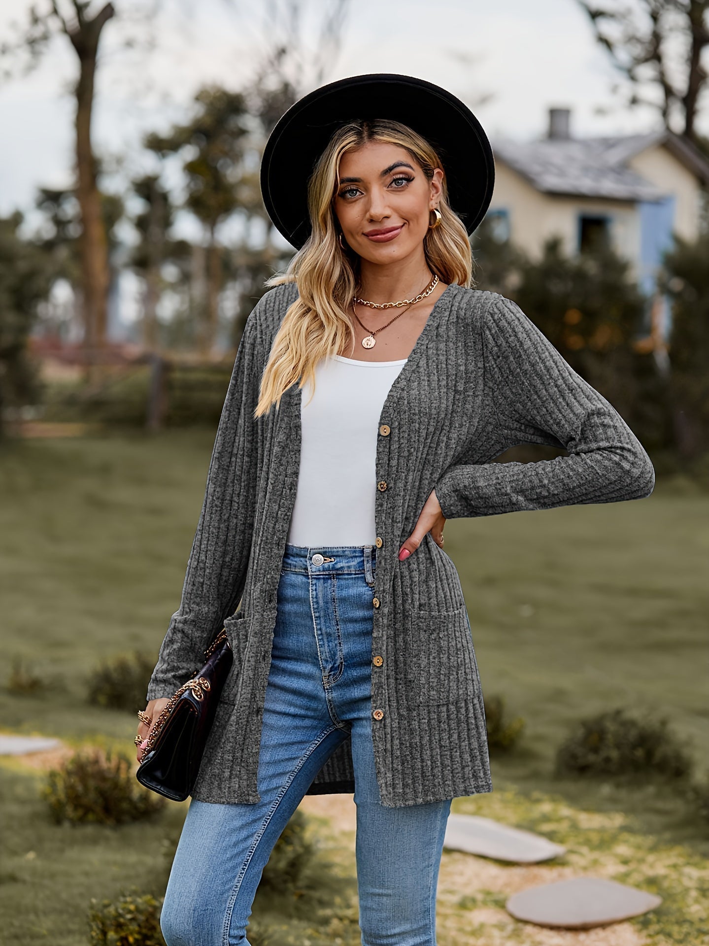 GR Warmer Gerippter Baumwolle Strickcardigan Für Damen | Perfekt Für Lässige Tage