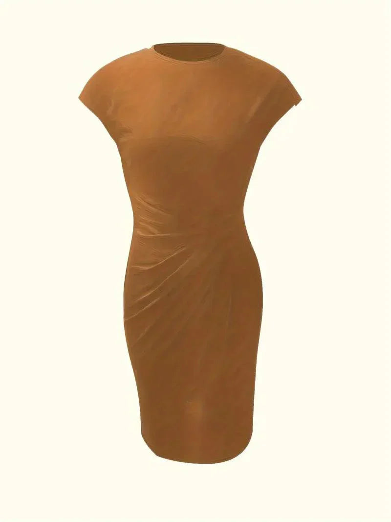 GR | Stilvolles Schmales Kleid Mit Rundhalsausschnitt