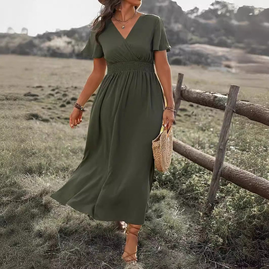 GR | Elegantes Kurzarmkleid Mit Chorkragen