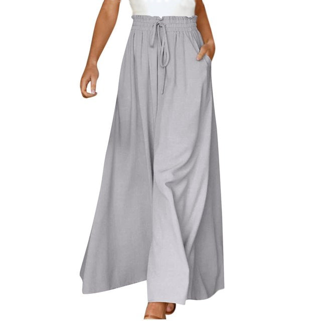 GR | Leichte Damen Leinenhose Mit Weitem Bein Für Frühling Und Sommer