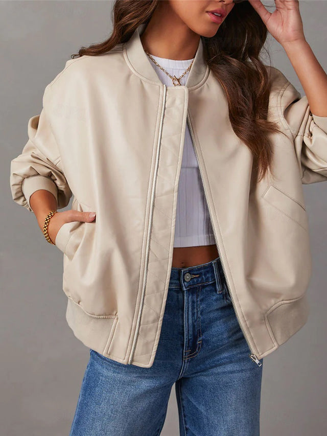 GR | Loose leather jacket for women