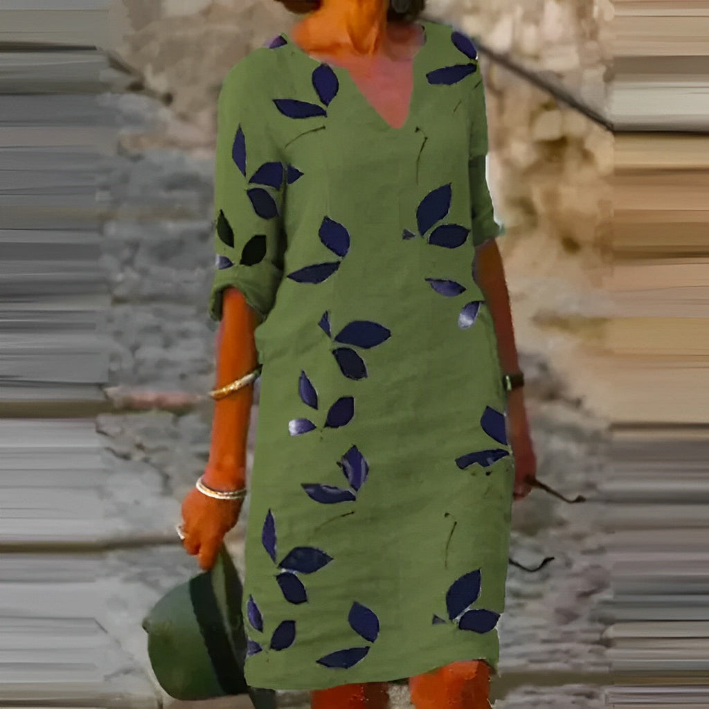 GR | Sommerkleid Mit Blätterdruck