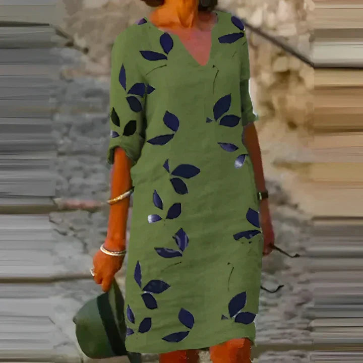 GR | Beautiful leaf print summer dress for women
