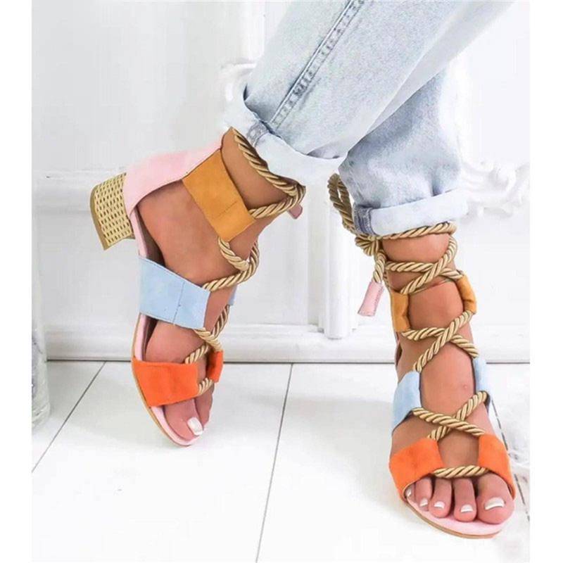 GR | Gladiator-colored strappy heeled sandal