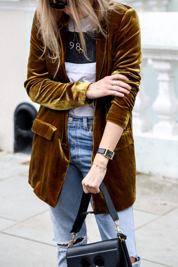 GR | Velvet blazer with a chic tailored cut for women