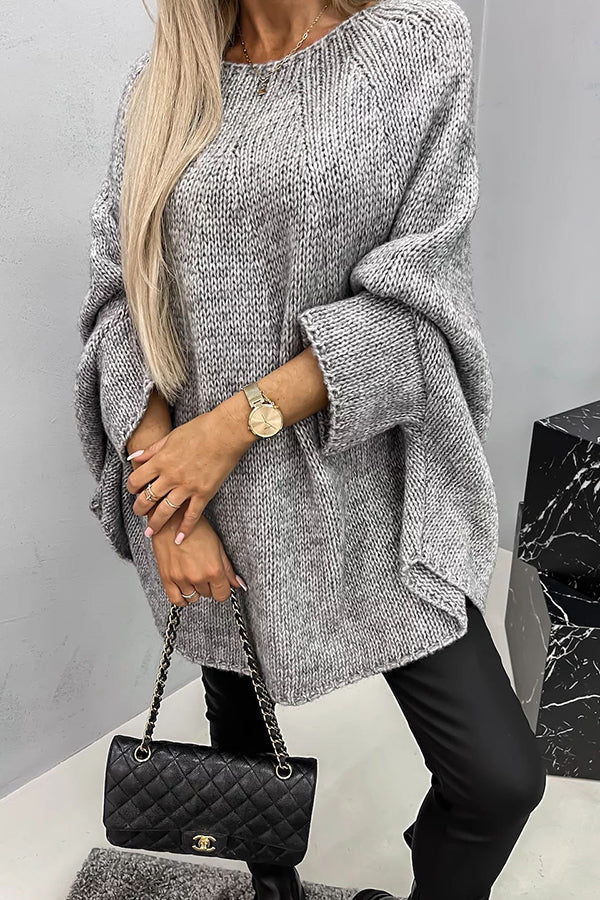 GR | Women's Sweater - Soft Oversized Sweater with Batwing Sleeves