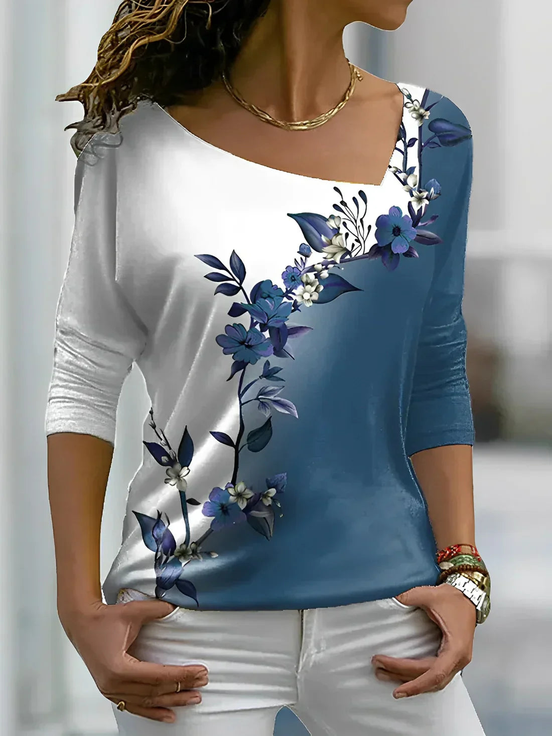 GR - Floral contrast colored art shirt