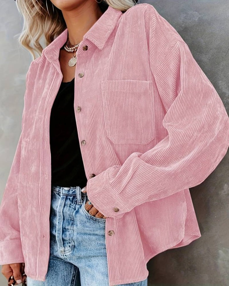 GR - Women's oversized corduroy shirt for casual chic