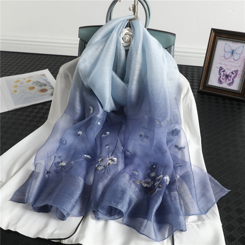 GR | Women's genuine silk wool scarf