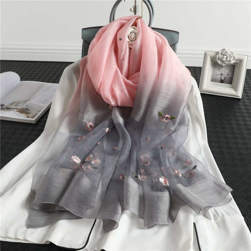 GR | Women's genuine silk wool scarf
