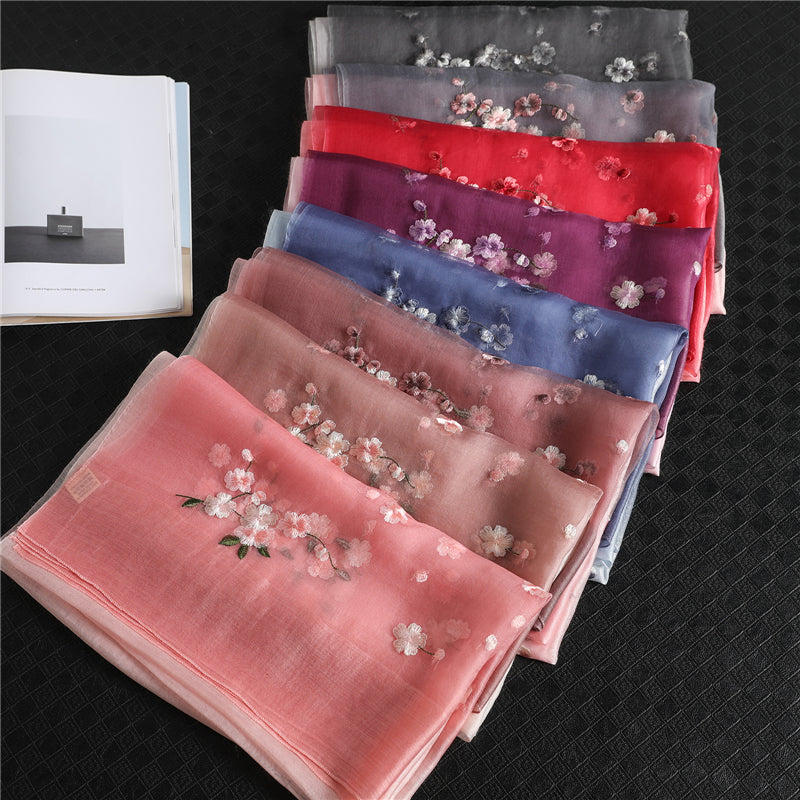 GR | Women's genuine silk wool scarf