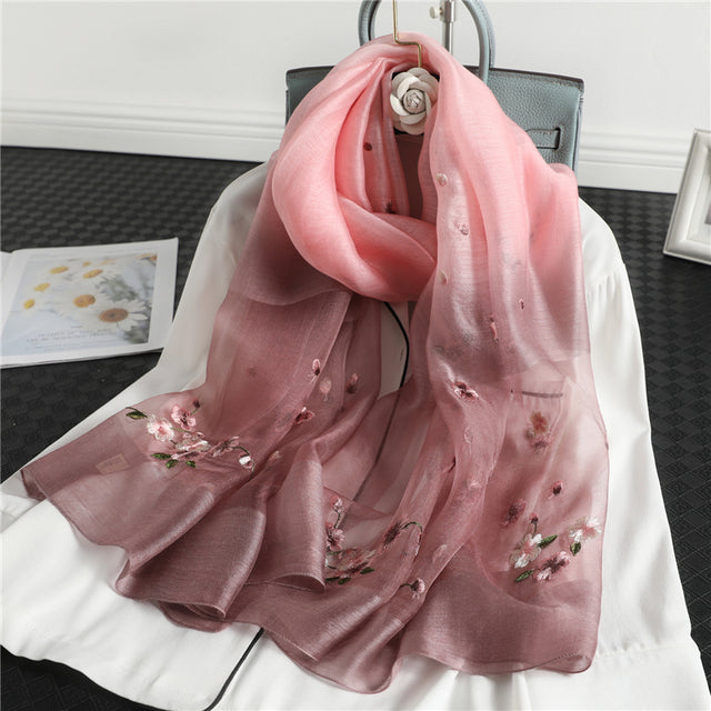 GR | Women's genuine silk wool scarf