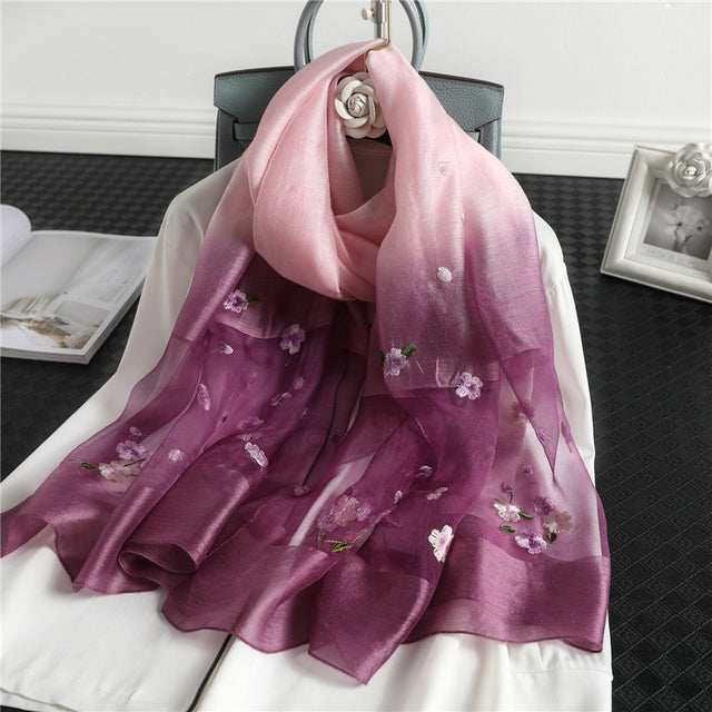 GR | Women's genuine silk wool scarf