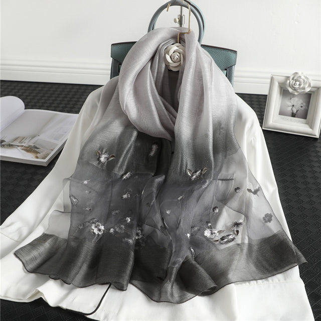 GR | Women's genuine silk wool scarf