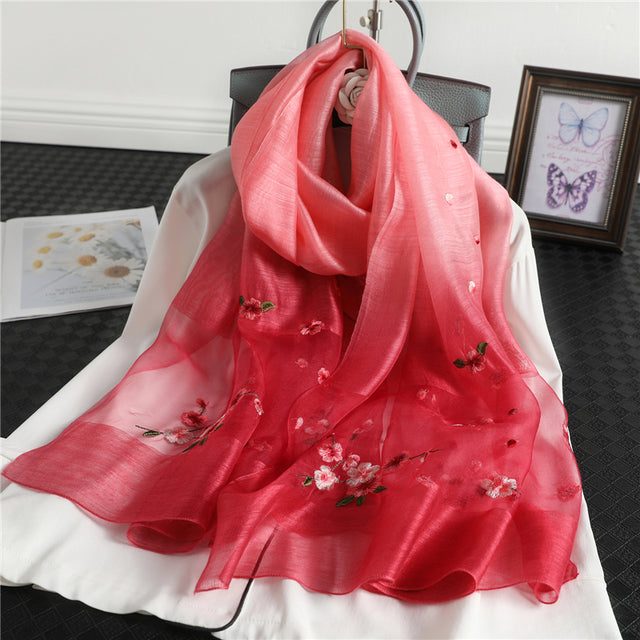 GR | Women's genuine silk wool scarf