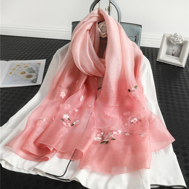 GR | Women's genuine silk wool scarf