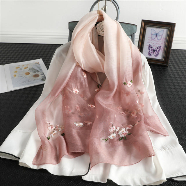 GR | Women's genuine silk wool scarf