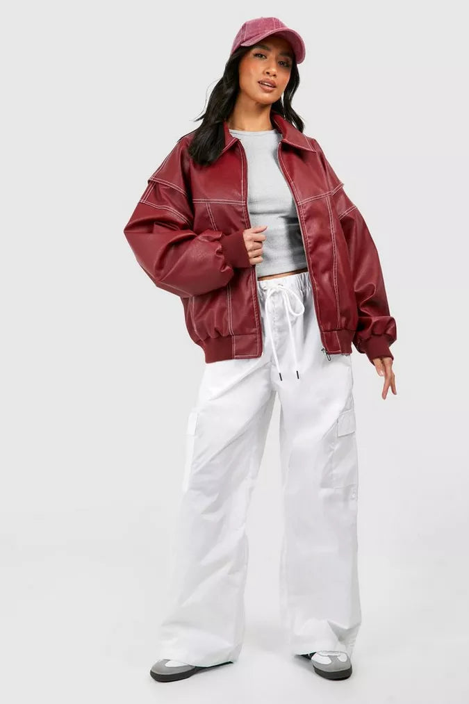 GR | Lederbomberjacke Im Vintage-Stil