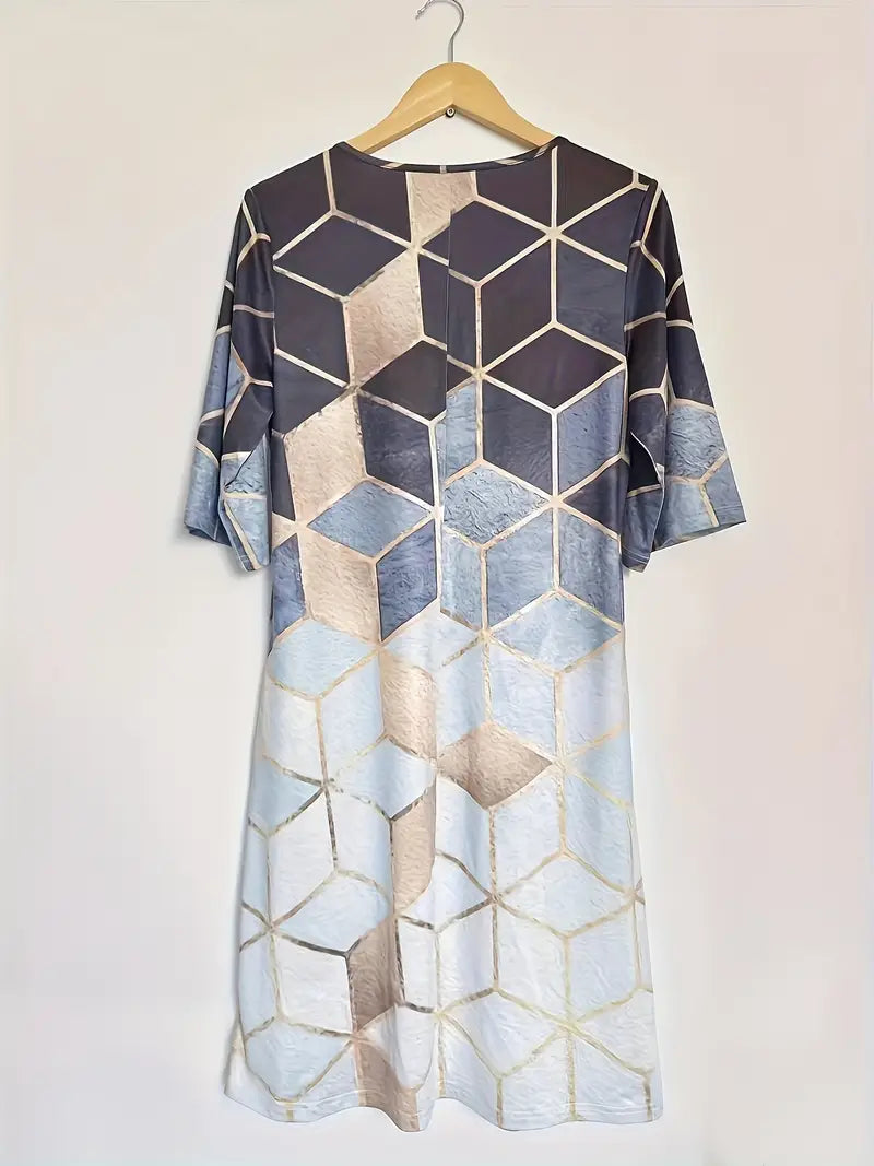 GR | Elegantes Midi-Kleid mit Geometrischen Mustern