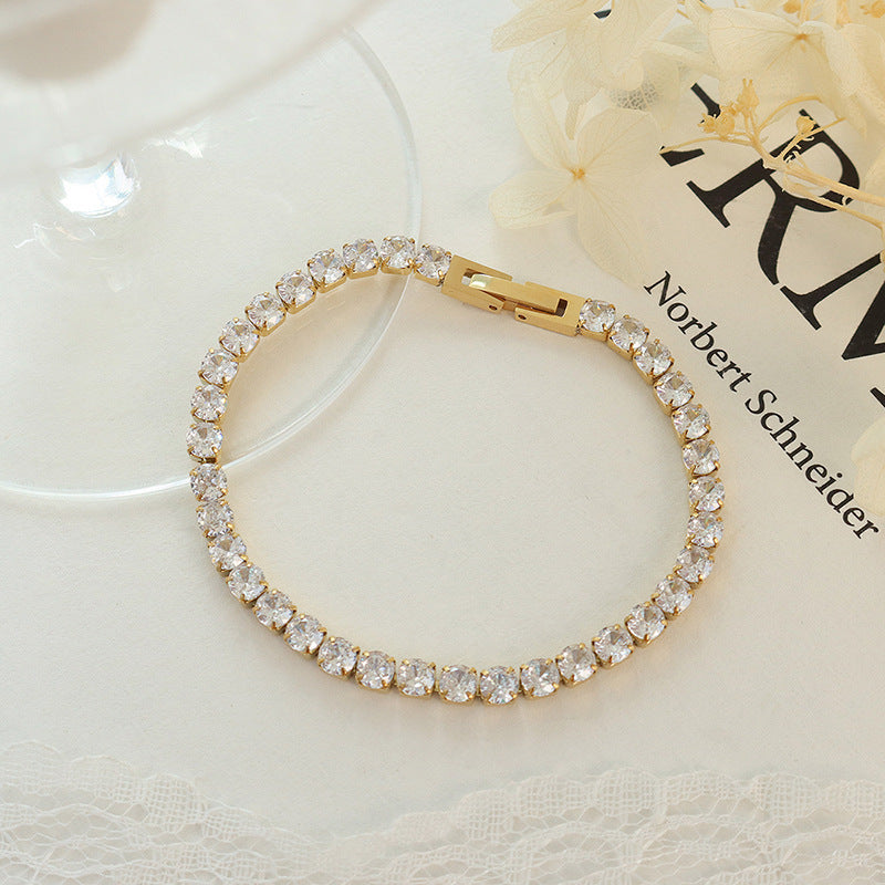GR | Bracelet Bling Chain Titanium Steel Cube Chain